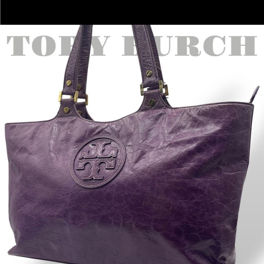 Tory Burch PURPLE GLAZED large leather bag VINTAGE GORGEOUS